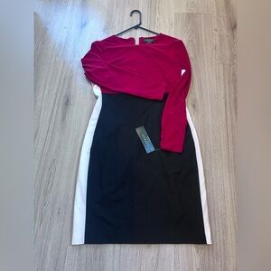 Ralph Lauren Red and Black Long Sleeve Dress